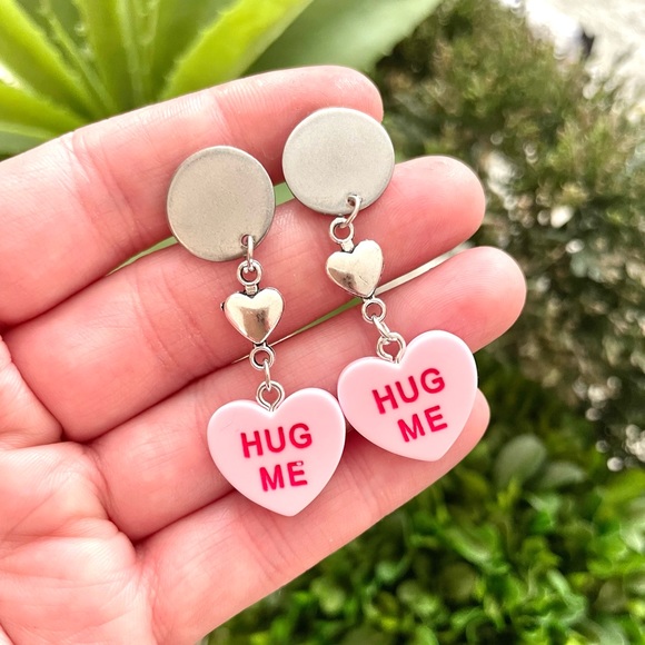 Conversation Heart Dangle Earrings - Picture 3 of 7